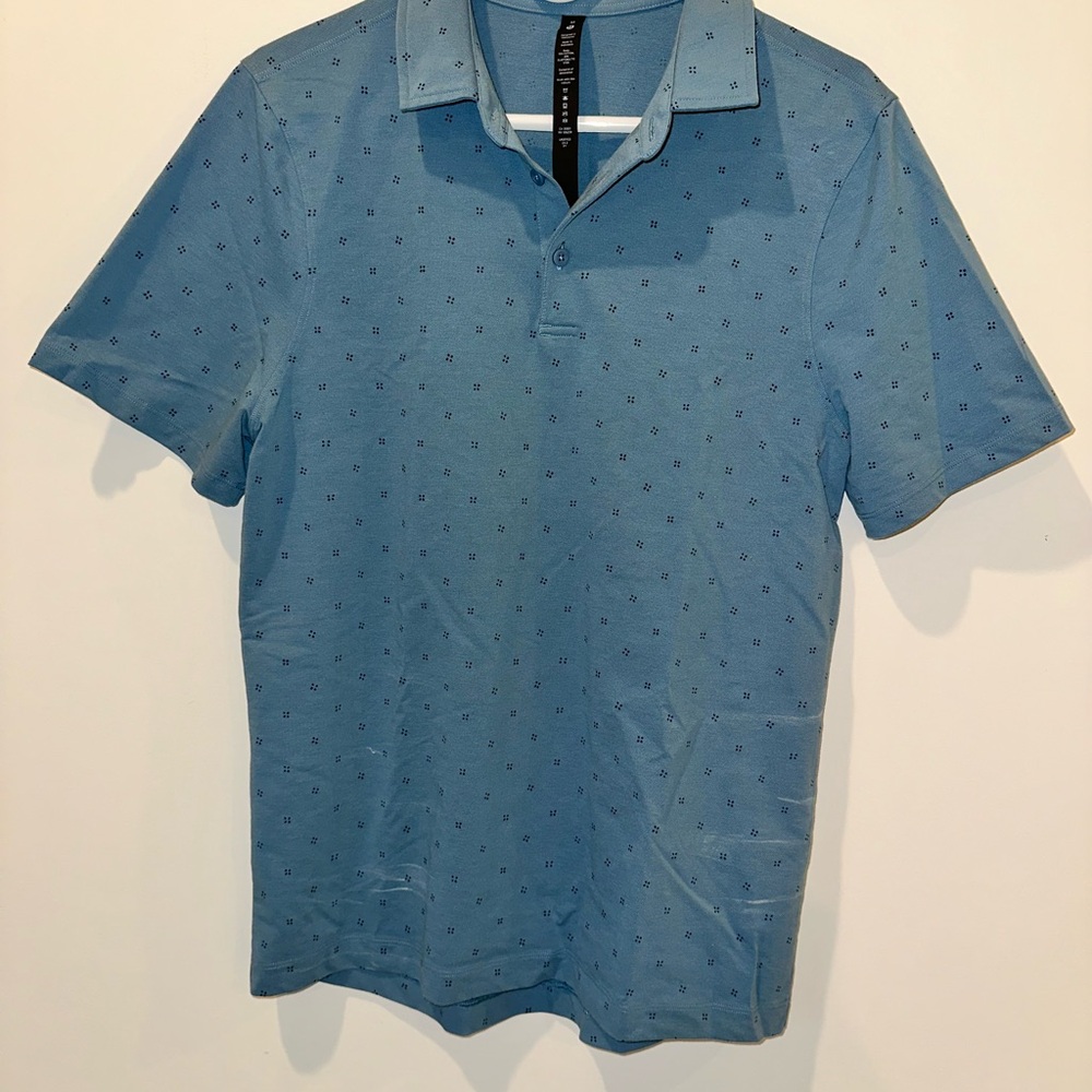 Vuori Light Blue Patterned Polo Shirt